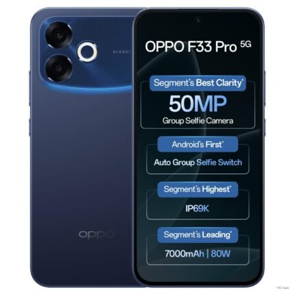 Oppo F33 Pro 5G Smartphone (8GB RAM, 256GB Storage, Starry Blue) |50MP Ultrawide Selfie Camera|7000 mAh Long Battery Life | 80W Fast Charging-with No Cost EMI/Bank Offers