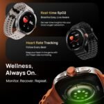Fire-Boltt Axiom Round Smart Watch 1.43″ Super AMOLED Display with Always‑On Mode, Bluetooth Calling, Rotating Crown, SPO₂ & Heart Rate Monitor, IP67 Waterproof Silicone Smartwatch for Men - Black - Image 10