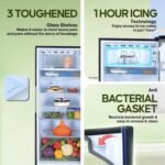 Haier 190L 5 Star Direct Cool Single Door Refrigerator | 3 Toughened Glass Shelves | Fast Ice Making in Just 60 minutes | Large Veg Box| Easy Clean Back (HED-205MFB-P, Marine Peony, Base Stand) - Image 6