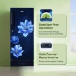 Haier 190L 5 Star Direct Cool Single Door Refrigerator | 3 Toughened Glass Shelves | Fast Ice Making in Just 60 minutes | Large Veg Box| Easy Clean Back (HED-205MFB-P, Marine Peony, Base Stand) - Image 5