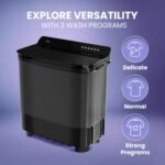 Haier 14 Kg 5 Star Semi Automatic Top Load Washing Machine with Toughened Glass and Soft Fall Technology (HTW140-178BK, Anti Bacterial Vortex Pulsator, Magic Filter, Anti Rat Mesh, Castors, Black) - Image 5