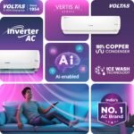 Voltas 1.5 ton 3 Star, New star rated, Inverter Split AC (Copper, Convertible 6-in-1 cooling modes, Ai Enabled, 4-way Swing, Sleep Mode, Auto Clean (183INV VERTIS AI ZEST GOLD, White) - Image 8