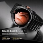 Fire-Boltt Axiom Round Smart Watch 1.43″ Super AMOLED Display with Always‑On Mode, Bluetooth Calling, Rotating Crown, SPO₂ & Heart Rate Monitor, IP67 Waterproof Silicone Smartwatch for Men - Black - Image 5