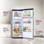 Godrej 244 L 3 Star 5 Years Comprehensive New Launch | Convertible Freezer | 95%+ Food Surface Disinfection | Double Door Refrigerator (2026 Model, RT EONVALOR 280CN RCIF FS ST, Fossil Steel) - Image 3