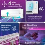 Voltas 1.5 ton 3 Star, New star rated, Inverter Split AC (Copper, Convertible 6-in-1 cooling modes, Ai Enabled, 4-way Swing, Sleep Mode, Auto Clean (183INV VERTIS AI ZEST GOLD, White) - Image 5