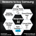 Samsung 419 L, 3 Star, Convertible 5-in-1, Digital Inverter, Frost Free Double Door, Bespoke AI WiFi Refrigerator (RT45HG6A43B1HL, Black DOI, 2026 Model) - Image 4