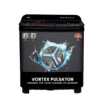 Haier 11 Kg 5 Star Toughened Gas Softfall Technology Semi Automatic Top Loading Washing Machine (HTW110-178FL, Anti Bacterial Vortex Pulsator, Magic Filter, Rat Mesh, Digital Printing Lid, Black)