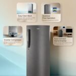 Haier 190L 5 Star Direct Cool Single Door Refrigerator | Inverter Compressor | Toughened Glass Shelves | Fast Ice Making in 60 minutes | Large Veg Box| Easy Clean Back (HED-205DSA-P, Dazzle Steel) - Image 7