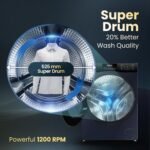 Haier 8 Kg 5 Star Powered by AI-DBT with PuriSteam, 525mm Super Drum Fully Automatic Front Load Washing Machine (EFL80-IM12IBIEBK, Inverter Motor with In-Built Heater, Stainless Steel Drum, Black) - Image 3