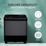 Haier 11 Kg 5 Star Toughened Gas Softfall Technology Semi Automatic Top Loading Washing Machine (HTW110-178FL, Anti Bacterial Vortex Pulsator, Magic Filter, Rat Mesh, Digital Printing Lid, Black) - Image 4