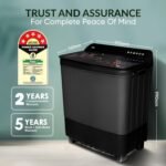 Haier 11 Kg 5 Star Toughened Gas Softfall Technology Semi Automatic Top Loading Washing Machine (HTW110-178FL, Anti Bacterial Vortex Pulsator, Magic Filter, Rat Mesh, Digital Printing Lid, Black) - Image 6