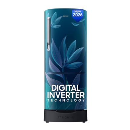Samsung 183 L, 4 Star, Digital Inverter, Direct-Cool Single Door Refrigerator (RR20H28249U/NL, Paradise Bloom Blue, Base Stand Drawer, Single Touch Defrost, 2026 Model)