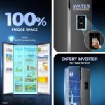 Haier SmartChoice 596L 3Star 2-Door Water Dispenser Side by Side Frost Free Refrigerator|Convertible|Smart Sense AI | Expert Inverter|Digital Display Panel (2025 Model, HRS-682WGKU1, Graphite Black) - Image 2