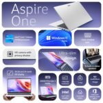 Acer Aspire One, Intel Core Celeron N4500, Office 2024 + M365 Basic, 12GB LPDDR4X RAM/ 256GB SSD, 14.0"/35.56cm TN HD Display, Win 11 Home, Pure Silver,... Colour:Pure Silver - Image 2