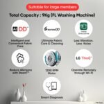 LG Smart Choice, 9 Kg, 5 Star, AI Direct Drive Technology, Steam, 6 Motion DD & Wi-Fi Fully-Automatic Front Load Washing Machine (FHP1209Z5M, Intelligent & Convenient Fabric Care, Middle Black) - Image 2