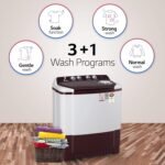 LG 8.5 kg 5 Star Semi-Automatic Top Load Washing Machine (P8530SRAZ, Burgundy, Roller Jet Pulsator) - Image 3