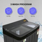 VW 8.5 kg 5 Star Storm Wash with Toughened Glass Semi Automatic Top Load Washing Machine StormWash0085G (Black) - Image 4