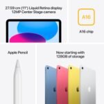 Apple iPad 11″: A16 chip, 27.69 cm (11″) Model, Liquid Retina Display, 256GB, Wi-Fi 6, 12MP Front/12MP Back Camera, Touch ID, All-Day Battery Life — Blue - Image 5