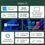 Dell 15, 13th Gen Intel Core i5-1334U (16GB DDR4, 512GB SSD) Anti-Glare FHD 15.6"/39.62cm, Windows 11, Microsoft Office Home 2024, Grey, 1.66kg, [Vostro 3530], 12 Month McAfee, Thin & Light Laptop - Image 10