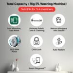 LG 7 Kg, 5 Star, DD Technology, Steam Wash, 6 Motion DD, Fully-Automatic Front Load Washing Machine (FHB1207Z2M, Allergy Care, In-Built Heater, Touch Panel, Middle Black - Image 2