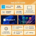 Dell 15, Intel Core 3 14th Gen-100U, 16GB DDR4, 512GB SSD, FHD IPS, 15.6"/39.62cm, Windows 11, Microsoft Office Home 2024, Carbon Black, 1.63Kg, Thin & Light, Laptop Model NO - Dell 15 DCU5250 - Image 10