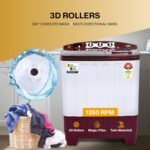 VW 8 kg 5 Star Super Wash Semi Automatic Top Load Washing Machine SuperWash0080P (White & Burgundy) - Image 2