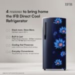 IFB 187L 2 Star Direct-Cool Single Door Refrigerator with 30 Hrs Cooling Retention, Big Vegetable Box, XL Bottle Bin & 4 Year Super Warranty (2026, IFBDC-213BXBWE, Wild Flower Blue) - Image 10