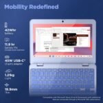 Lenovo {SmartChoice Chromebook, Intel Celeron N4500, 4GB RAM, 64GB eMMC, HD, 11.6"/29.46cm, Chrome OS, Blue, 1.21Kg, 2Wx2 Stereo Speakers, HD Camera, 82UY0014HA, Laptop - Image 4