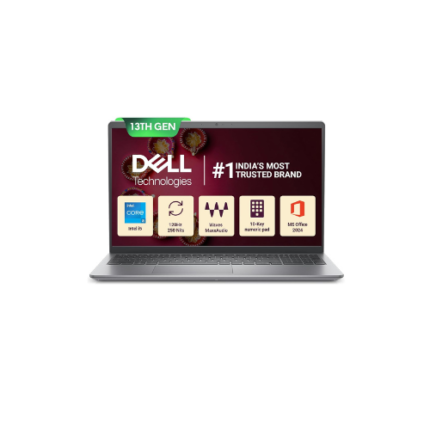Dell 15, 13th Gen Intel Core i5-1334U (16GB DDR4, 512GB SSD) Anti-Glare FHD 15.6"/39.62cm, Windows 11, Microsoft Office Home 2024, Grey, 1.66kg, [Vostro 3530], 12 Month McAfee, Thin & Light Laptop