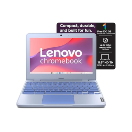 Lenovo {SmartChoice Chromebook, Intel Celeron N4500, 4GB RAM, 64GB eMMC, HD, 11.6"/29.46cm, Chrome OS, Blue, 1.21Kg, 2Wx2 Stereo Speakers, HD Camera, 82UY0014HA, Laptop