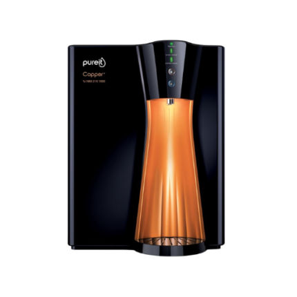 Pureit RO+UV+MF+Copper+Mineral | 7 Stage Purification | 8L Capacity | Suitable for Borewell, Tanker & Municipal Water | Table Top | Wall Mountable | Black & Copper