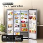 Godrej 600L 3 Star 5 Years Comprehensive Warranty | Smart Convertible Zones | Toughened Glass Door | Frost Free Inverter Refrigerator (2025 Model, RS EONVELVET 600C RIT RS GL, Rose Glass) - Image 3