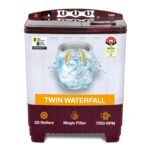 VW 8 kg 5 Star Super Wash Semi Automatic Top Load Washing Machine SuperWash0080P (White & Burgundy)